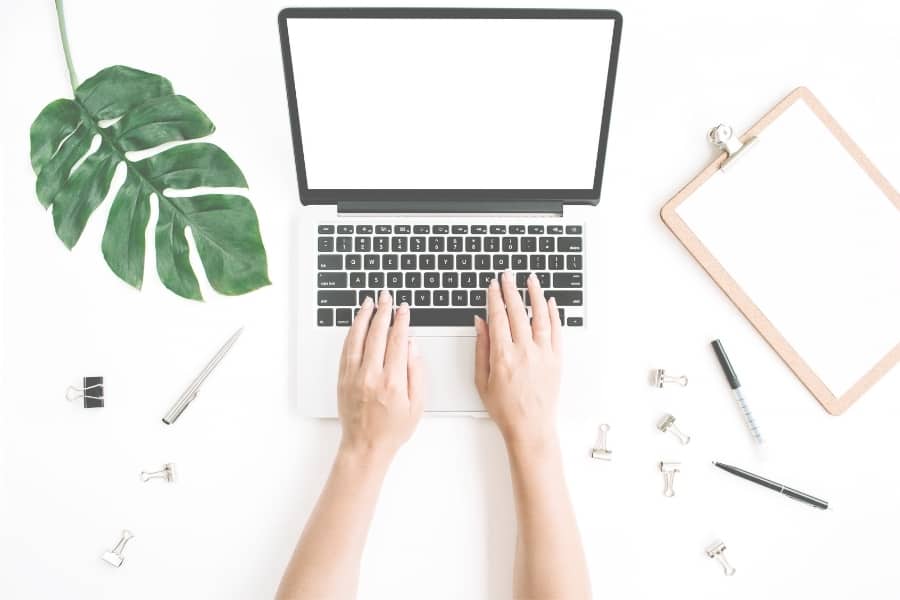 A woman on her computer