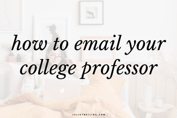 A girl in bed sending an email to her college professor. The text overlay reads, "how to email your college professor."